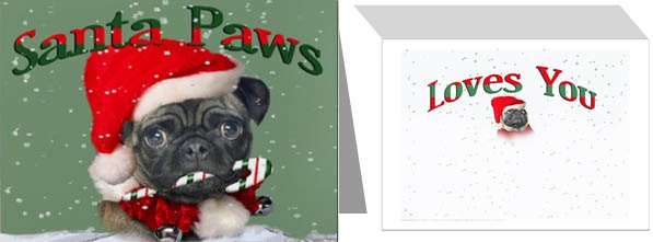 Pug Santa Paws Loves You Greeting Card