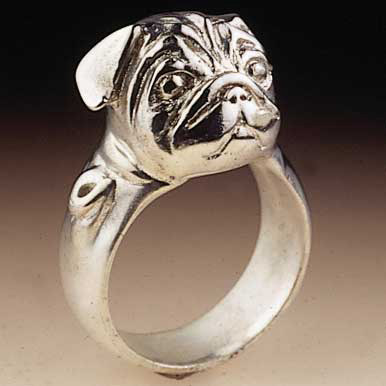 Silver Pug Ring